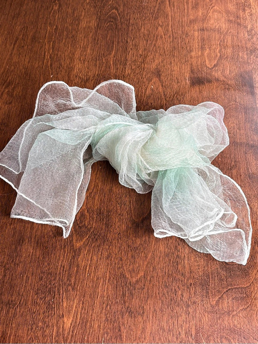 Sheer White & Green Scarf Like New